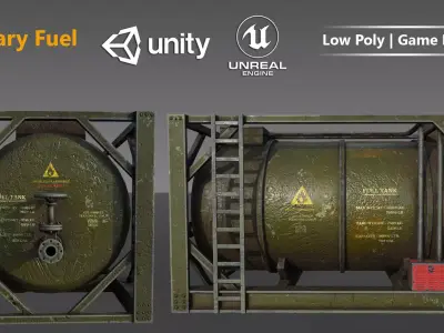 Military Fuel Tank - Low Poly - Game Ready Low-poly 3D model