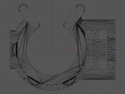 Rotating clip to anchor cylindrical elements Low-poly 3D model