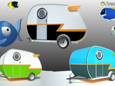 camping mobile Low-poly 3D model