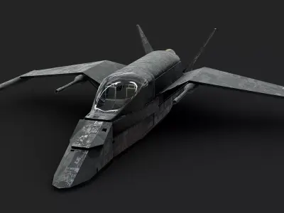 Futuristic Sci-Fi Air Force Airplane Space Ship Low-poly 3D model