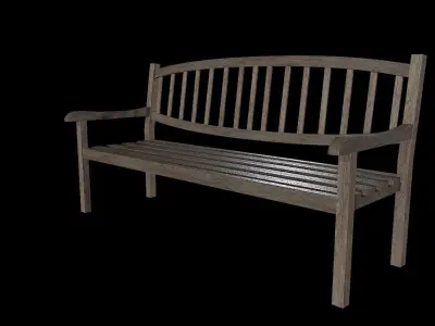 Bench02 wooden bench Low-poly 3D model