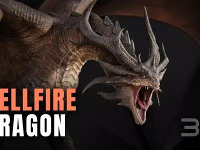 Hellfire Dragon Low-poly 3D model