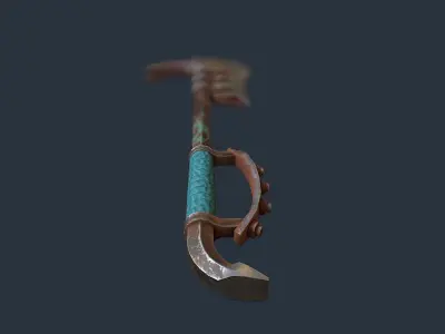 Crowbar rusty axe with handle Low-poly 3D model
