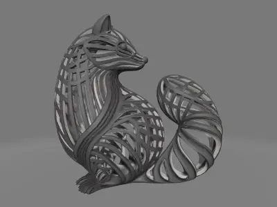 Raccoon Sculpture Hollow Lattice Design 3D model