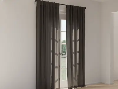  Back Tab Partly Open Curtains Model, Grey 