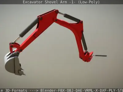 Rigged Excavator Shovel Arm -1- Low-Poly Low-poly 3D model