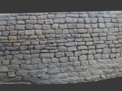 Stone Brick Wall Scan Low-poly 3D model