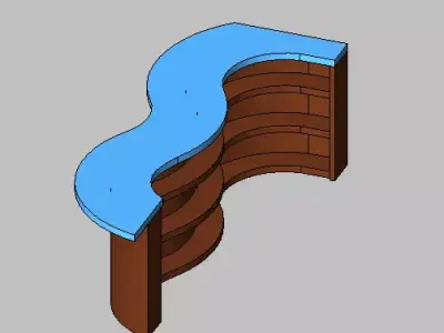Modern S-Curve Bar Counter  Organic Wave Design 3D model