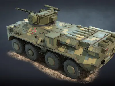 BTR-3 Ukrainian APC Game Ready Low-poly 3D model