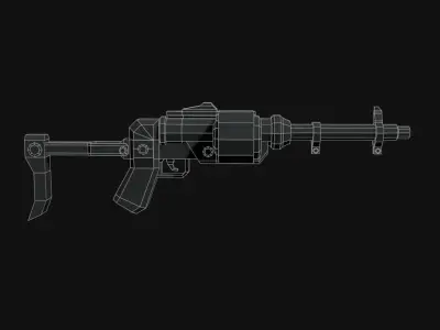  Post apocalyptic self-made sub-machinegun Low Poly style Low-poly 3D model