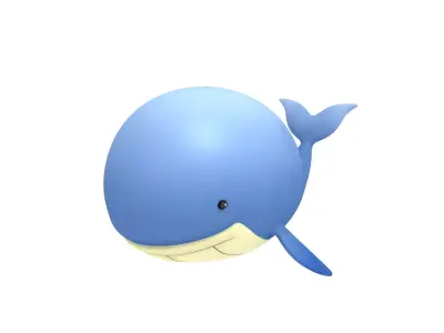 Cartoon Whale Low-poly 3D model