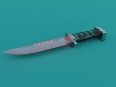 SCI-FI knife 3D model red Low-poly 3D model