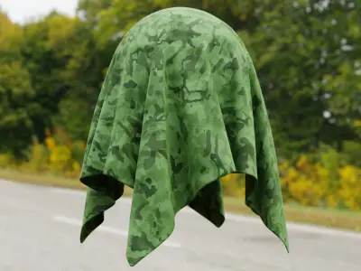 Realistic Procedural Green Camo Fabric Shader Texture Texture