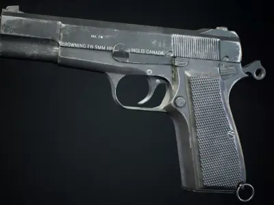 PBR - Browning HiPower Pistol - Game-Ready 3D Asset Low-poly 3D model