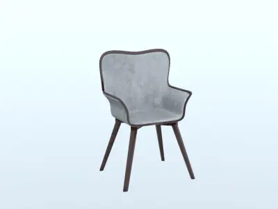 high poly chair with wooden legs Free 3D model