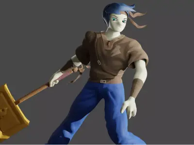 Stylized Character Dolphin Warrior  Low-poly 3D model