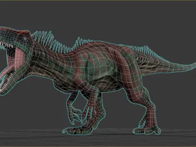 Allosaurus Dinosaur Rig and Animations Low-poly 3D model