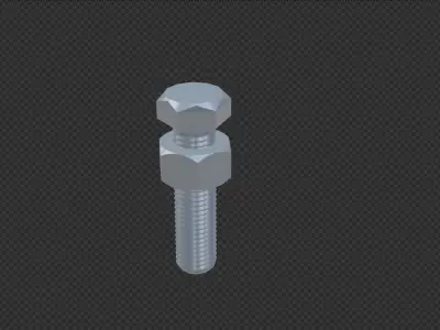 M12 bolt and nut Low-poly 3D model
