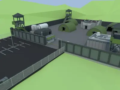 Military Base - Low Poly Style Low-poly 3D model