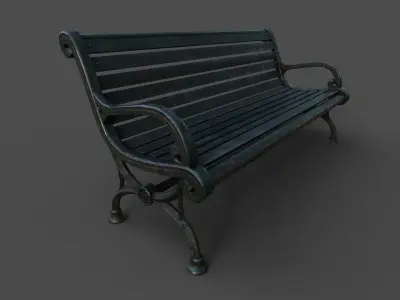 Victorian street bench Low-poly 3D model