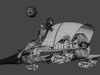 Sci Fi JetBike Rider Low-poly 3D model