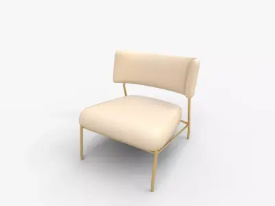 Frannie Chair Ivory Boucle Brass 3D model