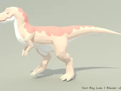 Low-poly T-rex Walking Pose Printable 12 colors Low-poly 3D model