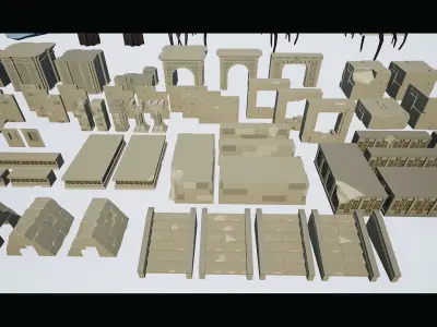 Aztec Temple - Low Poly Asset Pack Low-poly 3D model