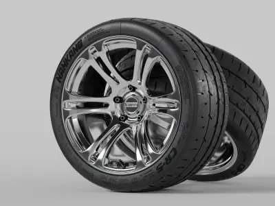 Kansei Neo Rims with Nankang Sportnex CR-S Semi Slick Tires 3D model