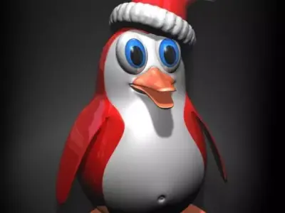 Christmas Penguin Rigged Low-poly 3D model