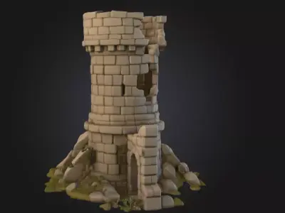 Forsaken Stronghold Low-poly 3D model
