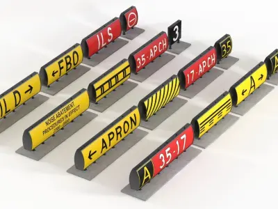 Airport Guidance Signs Pack Low-poly 3D model