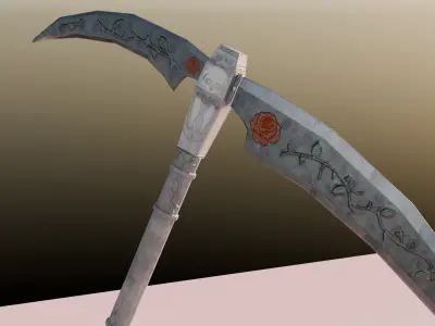 Gothic war scythes Low-poly 3D model