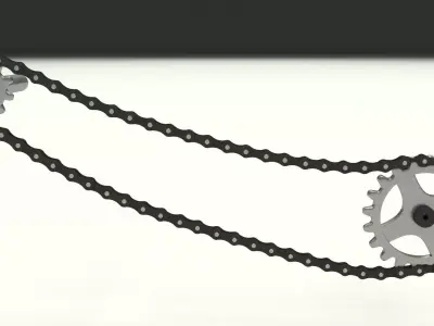 Animated Chain and Sprocket 3D model