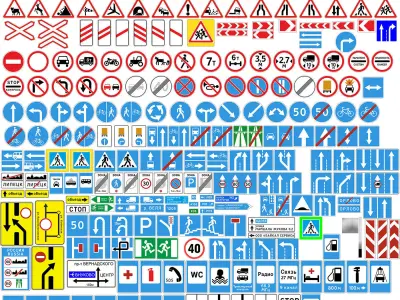 Road Signs FULL Set Low-poly 3D model