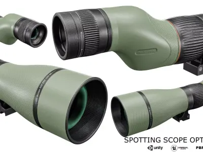 Spotting Scope Optic  3 Colors Low-poly 3D model