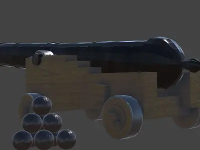 Cannon Naval Free low-poly 3D model