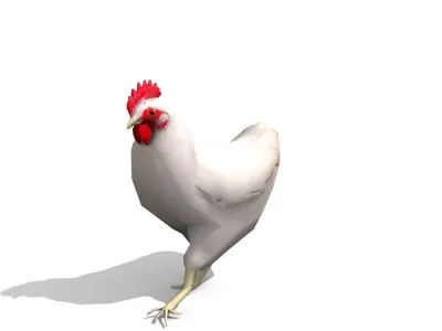 White Chicken - Animated Low Poly Low-poly 3D model