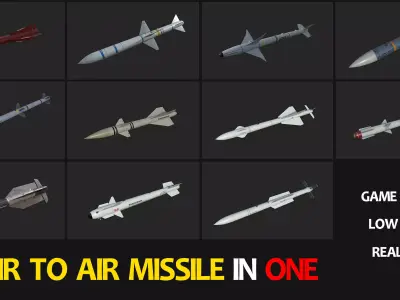 11 in 1 air to air missile Low-poly 3D model Low-poly 3D model