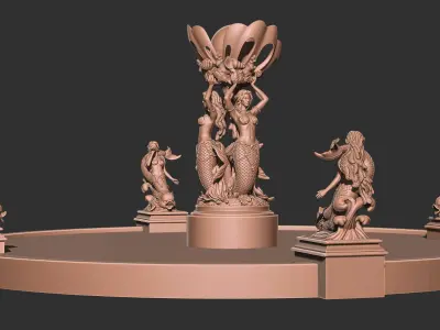 mermaid sculpture girl 3D model