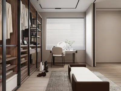 Dressing room  Wardrobe closet full Scene 3D model