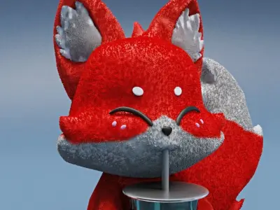 Stylized red fox Free 3D model