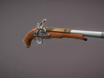 Flintlock Pistol Low-poly 3D model