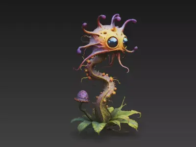 Alien Fungal Creature - High-Poly PBR Monster Plant 4K Textures 3D model