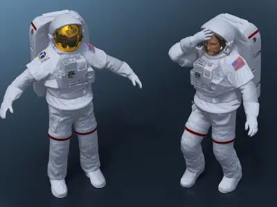 Astronaut Spacesuit with Portable Life Support System Rigged for Maya 3D model