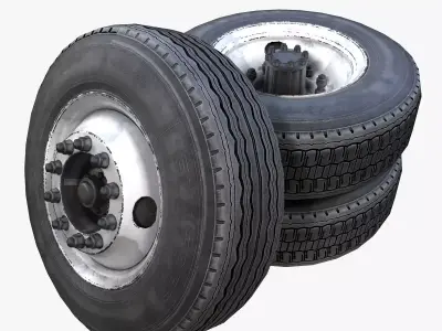 Heavy truck steel wheels PBR Low-poly 3D model