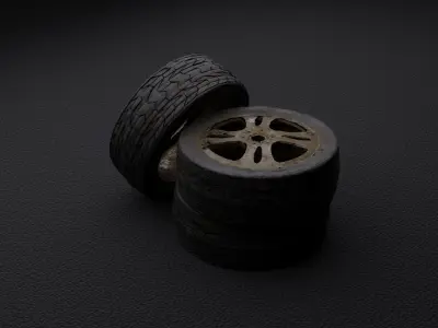Muddy Tyre Low-poly 3D model