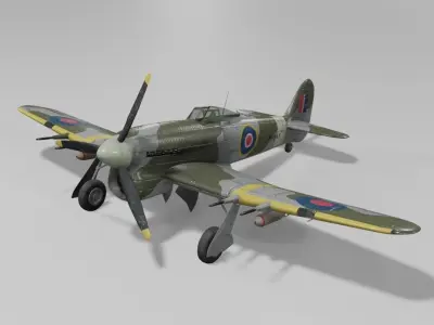 Hawker Typhoon Mk Ib Fighter Aircraft Low-poly 3D model