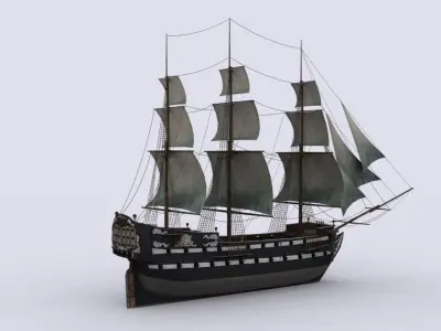 Fregat sailing ship Low-poly 3D model