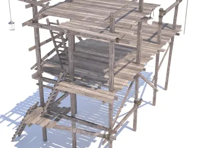 Old wooden scaffolding 3D model